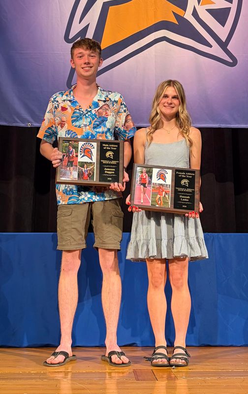 Jameson Duggan and Hannah Lasko were named Thomas A. Edison Male and Female Athlete of the Year for the 2025-26 school year.