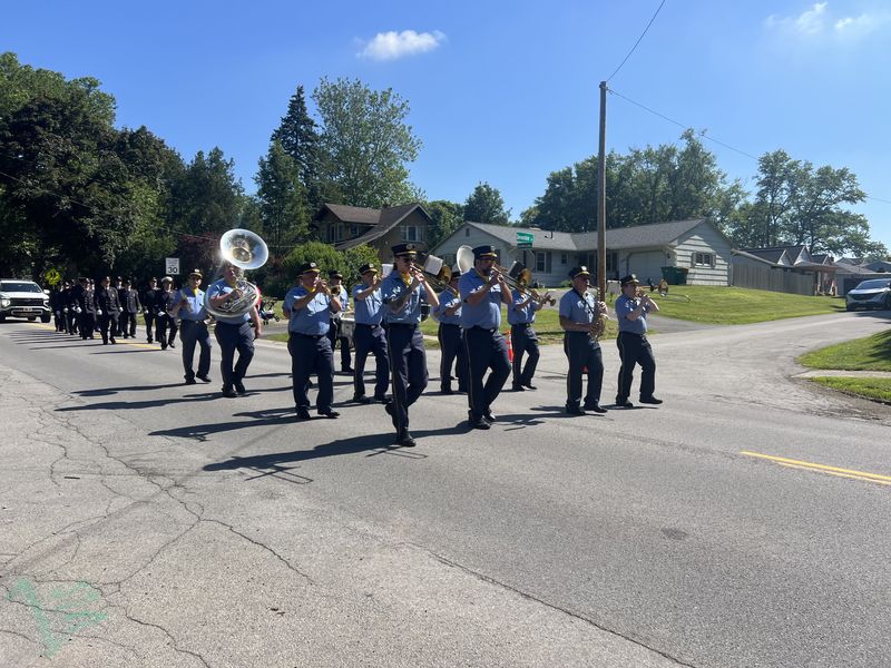 The Penfield Fire Company Band performs for parade attendees.
