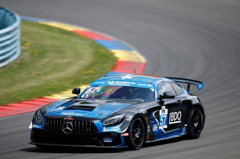 The No. 57 Mercedes-AMG GT GT4 of Bryce Ellis and Philip Ellis was the overall winner of the LP Building Solutions 120 IMSA Michelin Pilot Challenge race June 27, 2026 at Watkins Glen International.