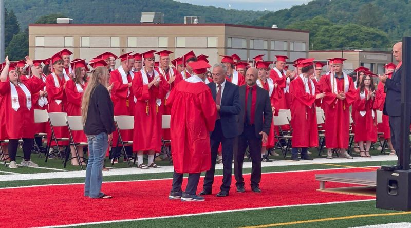 Army and Navy veteran Herman Bradford receives his long-awaited diploma from Canisteo-Greenwood Central School Friday, June 26, 2026.