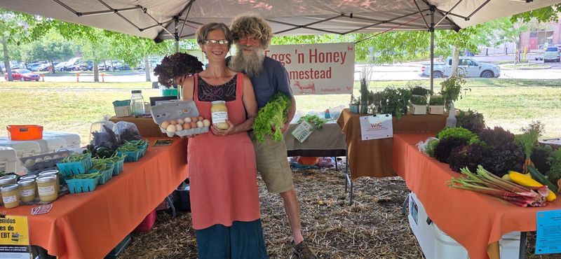 Celeste Arlie and Alfonzo Zappetella of Prattsburgh operate the Eggs ‘n Honey market stand.