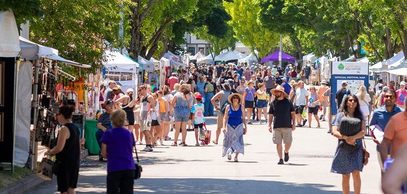 Festival-goers enjoy the Corn Hill Arts Festival in Rochester, New York.