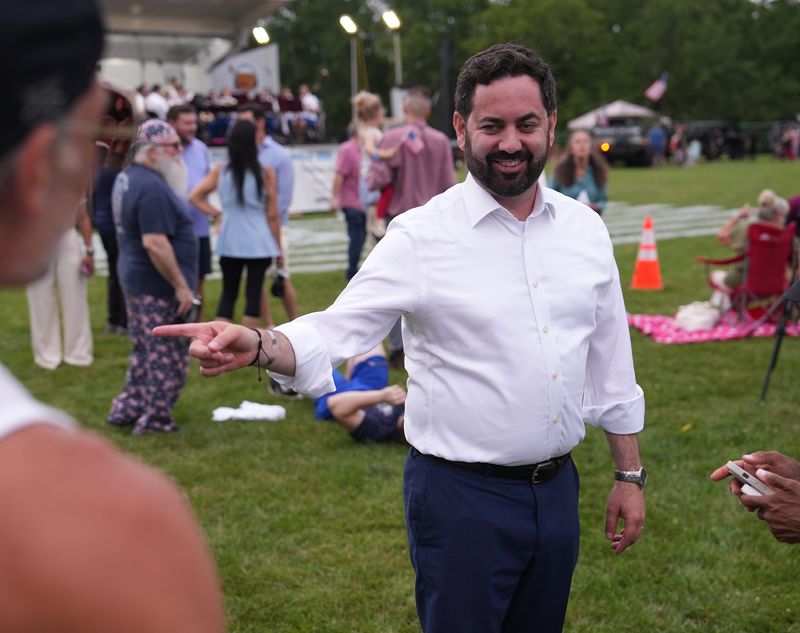 Congressman Mike Lawler (NY-17th) interacts with guests at Clarkstown's America 250 Concert and Drone Show at Filex V. Festa Middle School in West Nyack on Thursday, July 9, 2026.