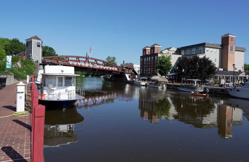 A kayak heads east through the Village of Fairport on the Erie Canal early on July 24, 2026.