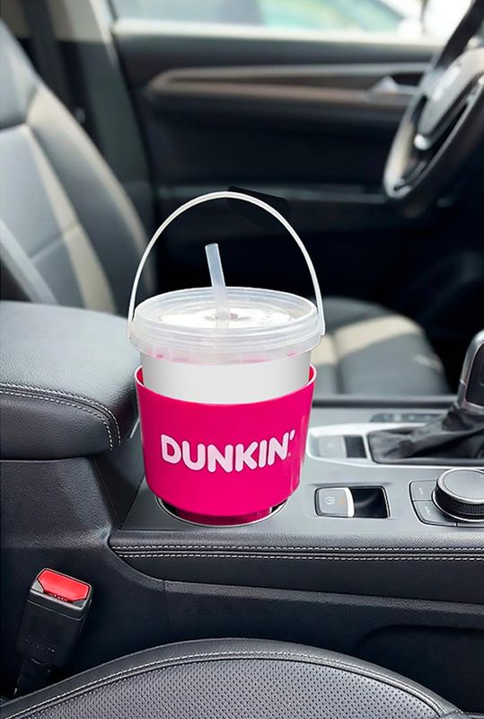 Dunkin' has launched a cup holder for its 48-ounce beverage buckets.