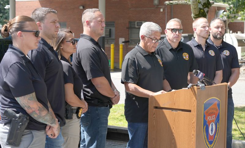 Wilberto Saez, president of the Westchester County PBA speaks about staffing shortages at the Westchester County Police Department July 31, 2026.