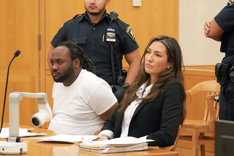 Ajany Waite appears for sentencing with defense lawyer Nicole Zagreda Aug. 5, 2026 at Westchester County Court in White Plains. Waite was sentenced to 18 years in prison for first degree assault in the stabbing of his ex-girlfriend as she entertained new beau in her Mount Vernon home.