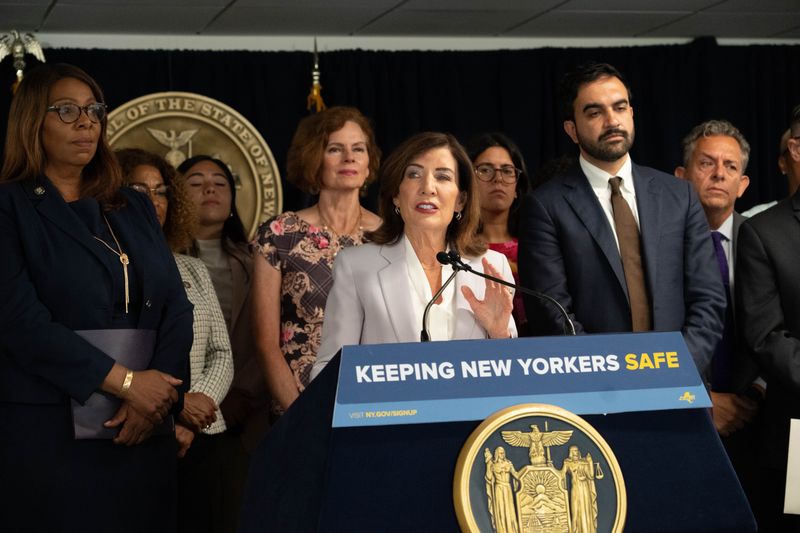 Gov. Kathy Hochul, speaking in New York City on August 12, 2026, pledged $7.25 million in state funds for legal services for about 1,400 children with pending immigration cases. The Trump administration allowed a contract covering those services to expire on July 31.