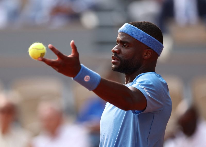Tennis - French Open - Roland Garros, Paris, France - June 3, 2025 Frances Tiafoe of the U.S. during his quarter final match against Italy's Lorenzo Musetti REUTERS/Gonzalo Fuentes