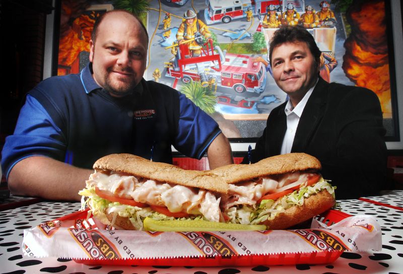Firehouse Subs founders and brothers Robin (left) and Chris Sorensen. The chain is giving away free sandwiches to people named Mike or with similar names on May 6, 2026.