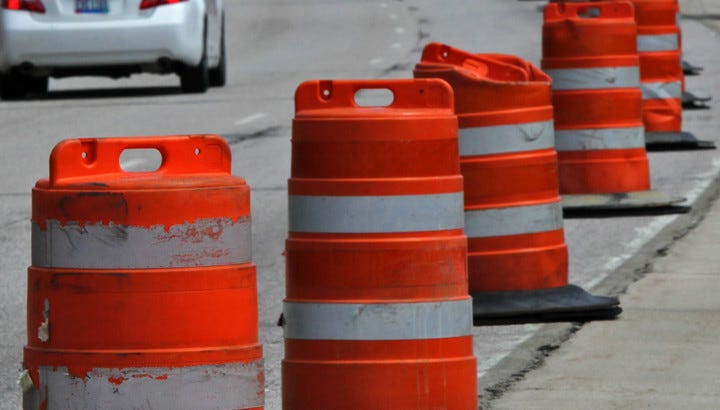 Orange barrels.