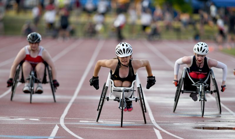 Perry's Ahsha DiPietro finishes first in the girls seated 100 at the OHSAA State Track and Field Championships. Saturday, June 03, 2023