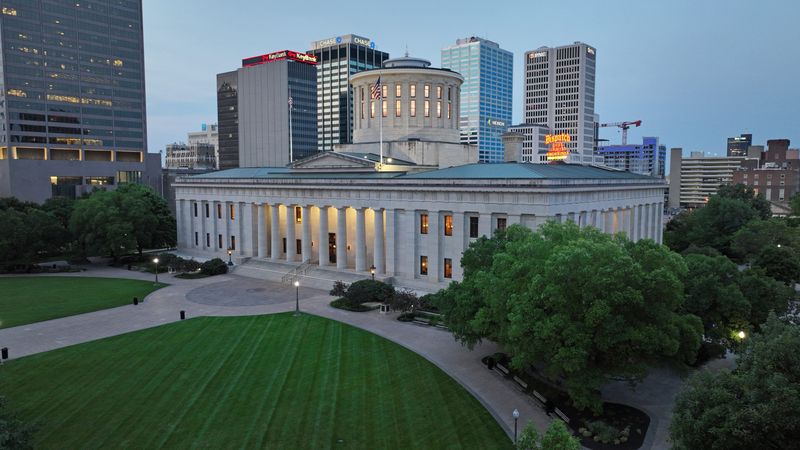 July 10, 2023; Columbus, Ohio, USA; The Ohio Statehouse in downtown Columbus.