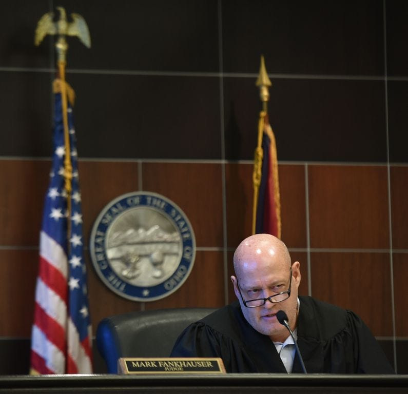 Portage County Municipal Court Judge Mark Fankhauser presides over a hearing Jan. 3, 2019, in Ravenna.