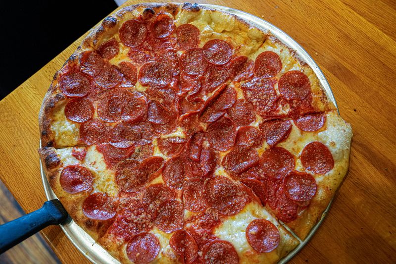 Pepperoni pizza by Strong’s Brick Oven Pizzeria Friday, February 9, 2024.