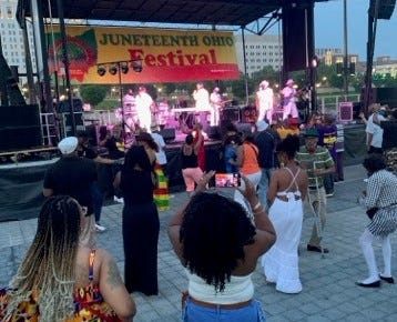 The Juneteenth Ohio Festival offers music galore, along with food, a college and career fair, classic car show and numerous other attractions. The fest is set for Saturday and Sunday in Genoa Park. Admission is free until 3 p.m., then costs $20 for adults and $5 for children.