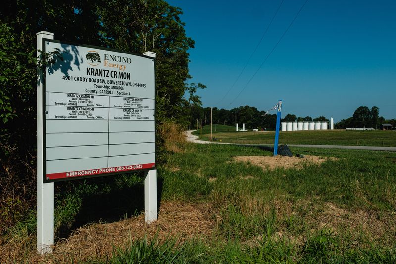 A well pad owned by Encino Energy is shown in Monroe Township in Carroll County.