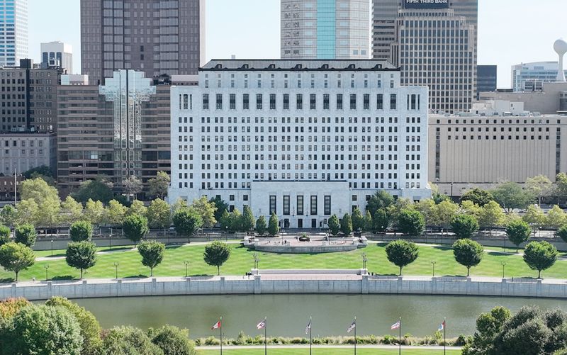 Sep 13, 2024; Columbus, OH, USA; The Ohio Supreme Court building on the Scioto Mile in downtown Columbus, Ohio.