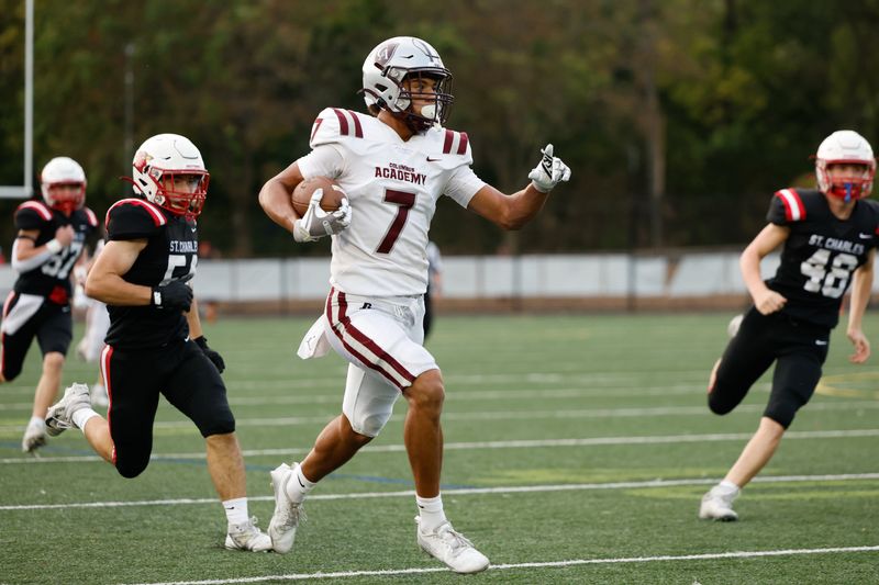 Columbus Academy's Gabe Davis-Ray returns a punt against St. Charles last season.