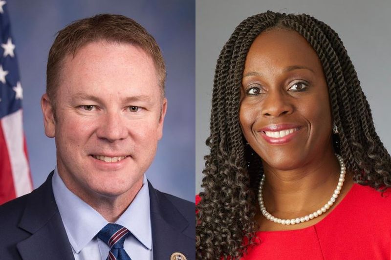 Republican Rep. Warren Davidson (left) is running against Democrat Vanessa Enoch (right) for Ohio's 8th Congressional District.
