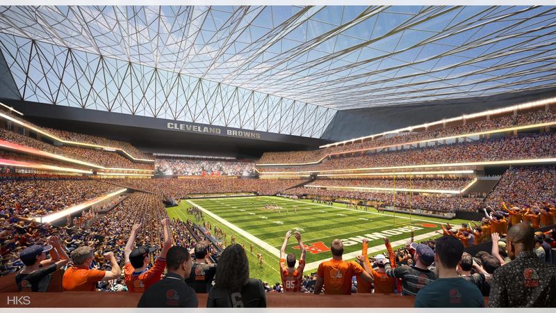 A rendering of the proposed Cleveland Browns Stadium in Brook Park.