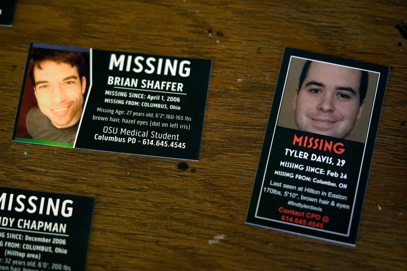 Handouts show the faces of missing Ohioans who have yet to be found. A state board on Wednesday approved changes that would require law enforcement agencies to establish written policies for missing persons investigations if they seek state accreditation.
