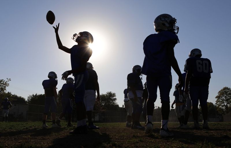 South High School football players practice on Wednesday, Oct. 7, 2020. South will face Bellefontaine in their first-ever playoff game on Friday.