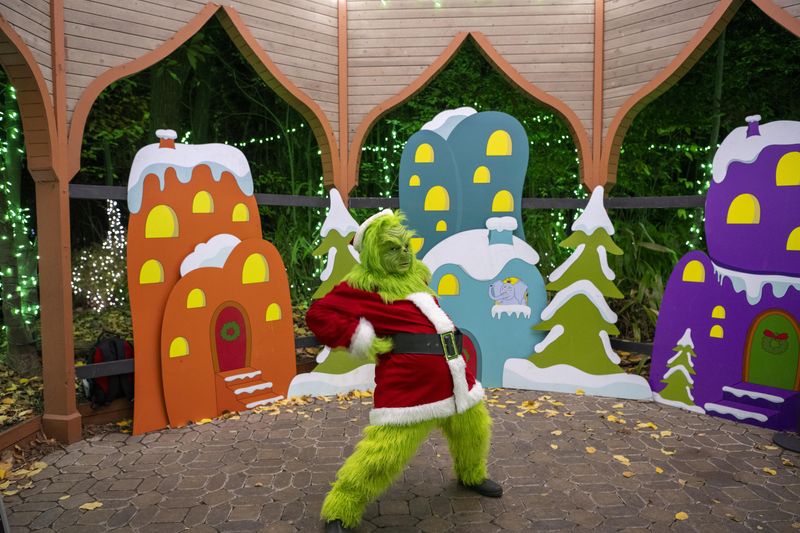 The Grinch makes an appearance at the Cincinnati Zoo's Festival of Lights.