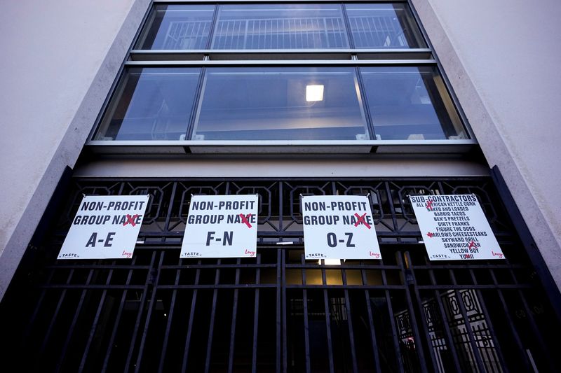 Every “M” is crossed out for Michigan Week on signs at Ohio Stadium on Tuesday, Nov. 26, 2024, in Columbus, Ohio.