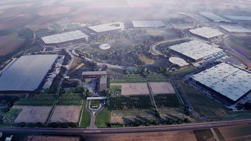 A rendering of Arsenal 1, the manufacturing facility Anduril announced was coming to the central Ohio area. The company plans to hire 4,000 employees by 2035, according to JobsOhio.