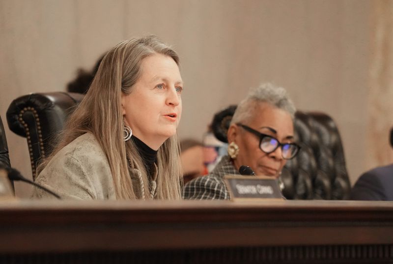 Committee Chairperson Kristina D. Roegner during an Ohio Senate Higher Education committee hearing on Senate Bill 1 on January 29, 2025. SB 1 seeks to end diversity, equity and inclusion practices and will bring other changes to higher education.