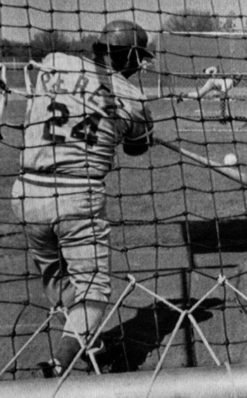 FEBRUARY 27, 1984: Tony Perez returned to a familiar position Sunday, crashing line drives all over the Redsland spring training complex during the first workout for Cincinnati's position players.