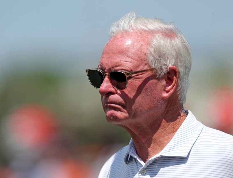 Browns owner Jimmy Haslam watches minicamp practice, Thursday, June 13, 2024, in Berea.