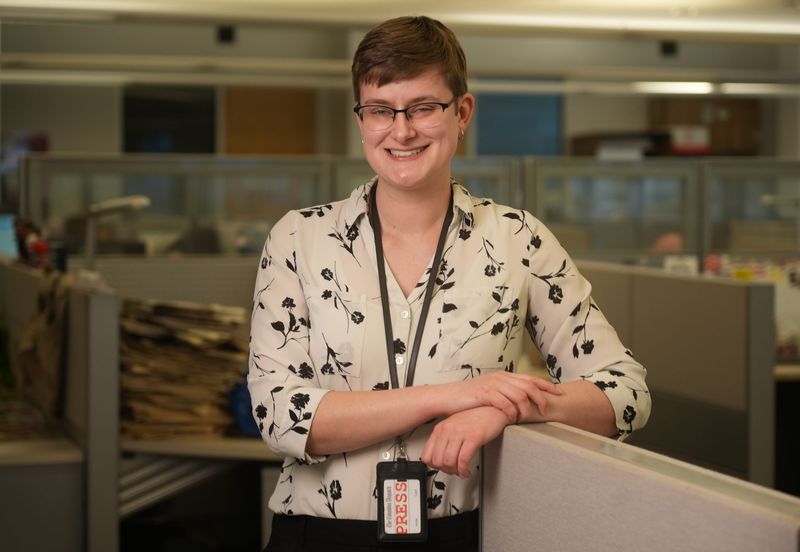 Jordan Laird is a reporter with the Columbus Dispatch. She is pictured in the newsroom at 605 S. Front St. March 5, 2025.
