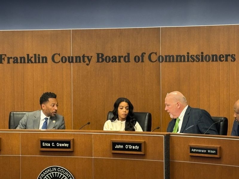 The Franklin County Board of Commissioners, pictured here in March, voted on June 10 to hire a lobbying firm to advocate for the county at the federal level. The three commissioners, from left to right, Kevin L. Boyce, Erica C. Crawley and John O'Grady, are all Democrats.