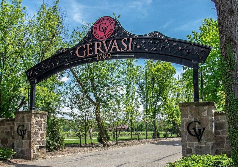 The welcoming arch at Gervasi Vineyard Resort & Spa in Canton, Ohio.