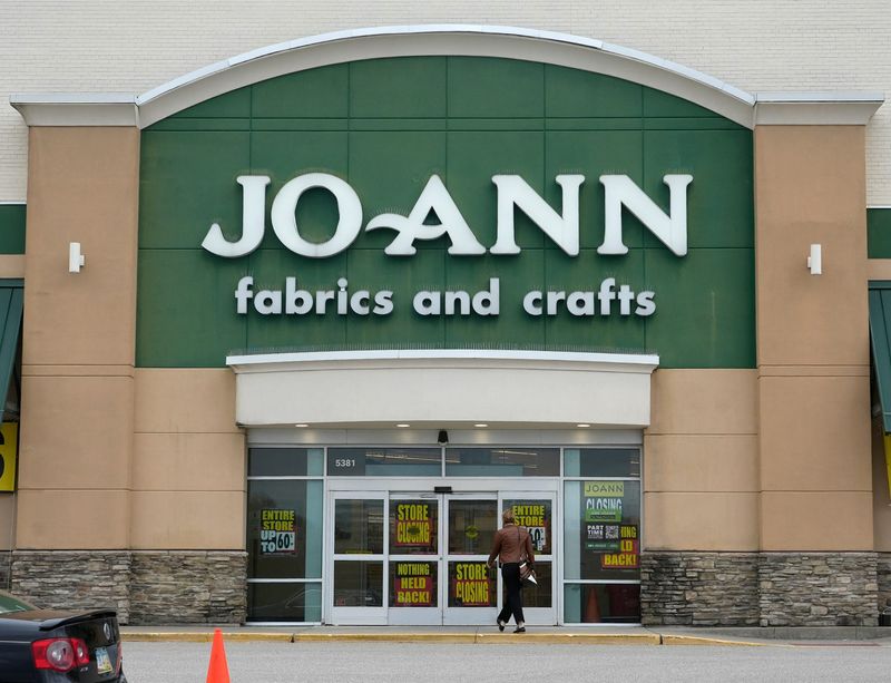 A customer walks to the Joann store in Hudson on Thursday, April 3, 2025.