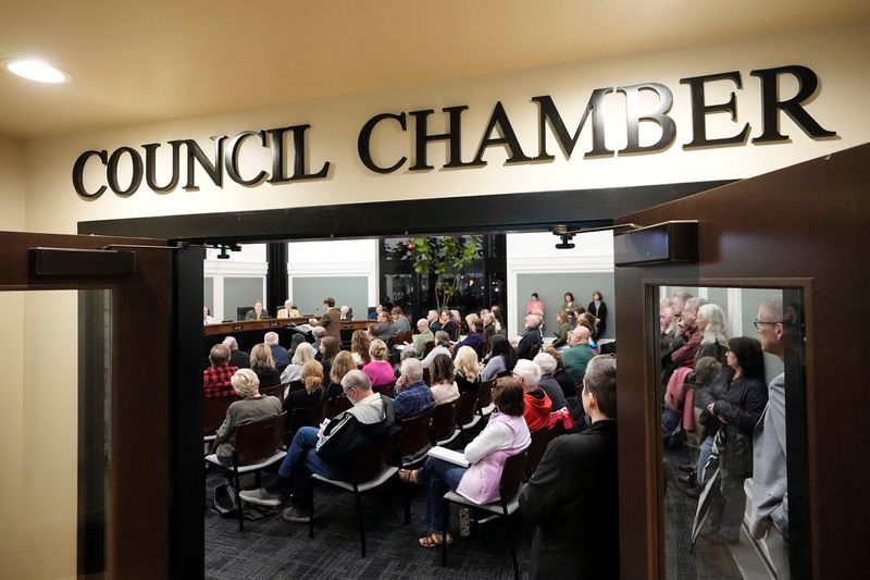 Grove City council listens to public comment on a marijuana dispensary variance by applicant, Brian Wingfield, on April 7, 2025.