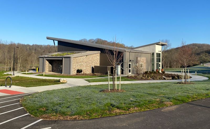 An exterior look at the brand new Eco Center which recently opened located inside Salt Fork State Park