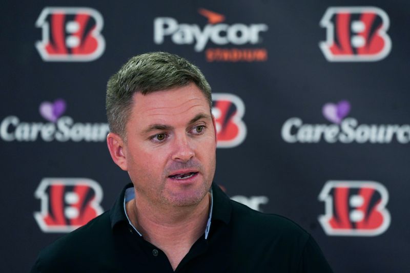 Cincinnati Bengals head coach Zac Taylor speaks at a press conference for the 2025 NFL Draft, Saturday, April 26, 2025, at Paycor Stadium in Downtown Cincinnati.