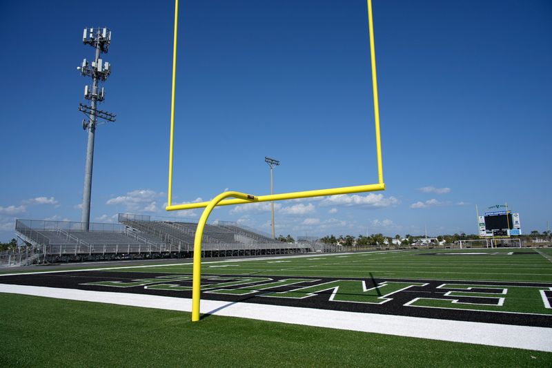 Venice High now has an artifical turf athletic field and new football goal posts. Improvements are underway at Powell-Davis Stadium at Venice High School.