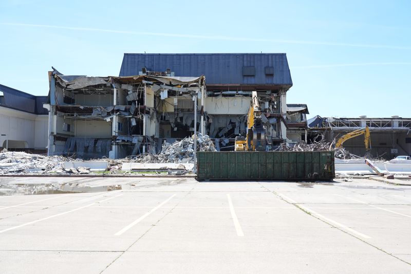 Old Kenmore high school demolition progress on April 30.