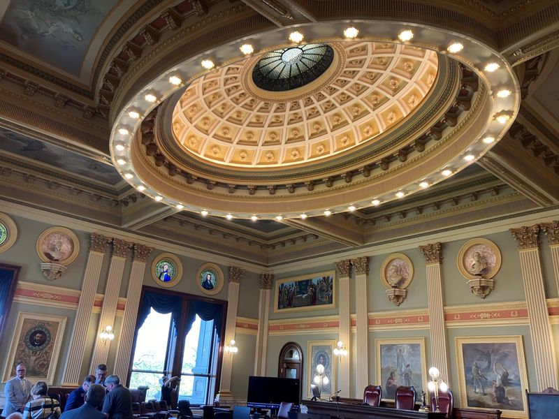 The dome in the historic west courtroom of the Licking County Courthouse.