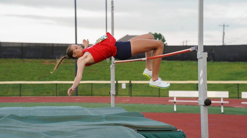 St. Henry's Hayden Harlan clears the high jump bar at the Class 1A, Region 4 track and field meet on May 20, 2025 at Bishop Brossart.