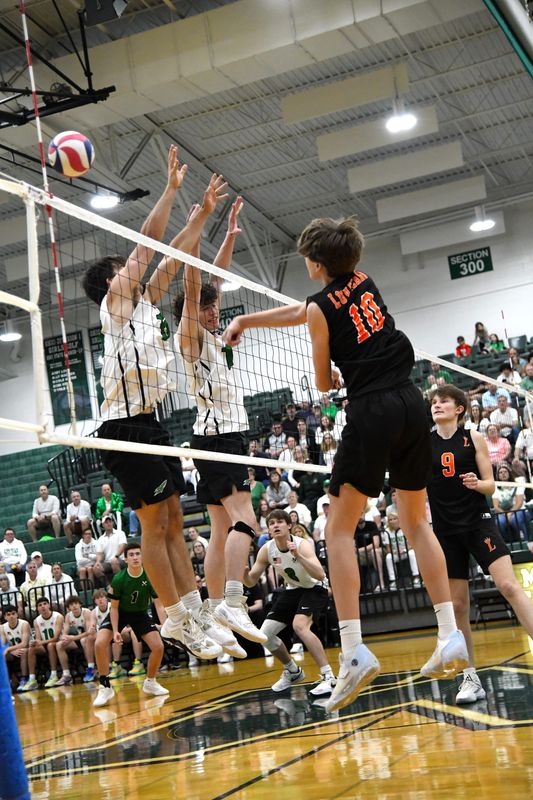 Gavin McWaters, shown making a kill in last year's DII regional championship against McNicholas, has over 260 kills so far in 2026.