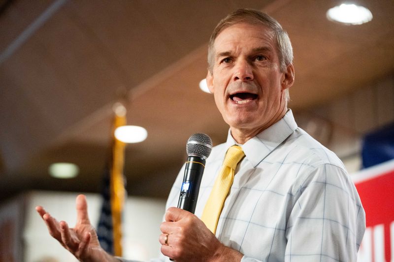 U.S. Rep. Jim Jordan (R-OH) joins Zach Nunn (R-IA) to speak to the Westside Conservative Club on May 29, 2025, at the Machine Shed in Urbandale.