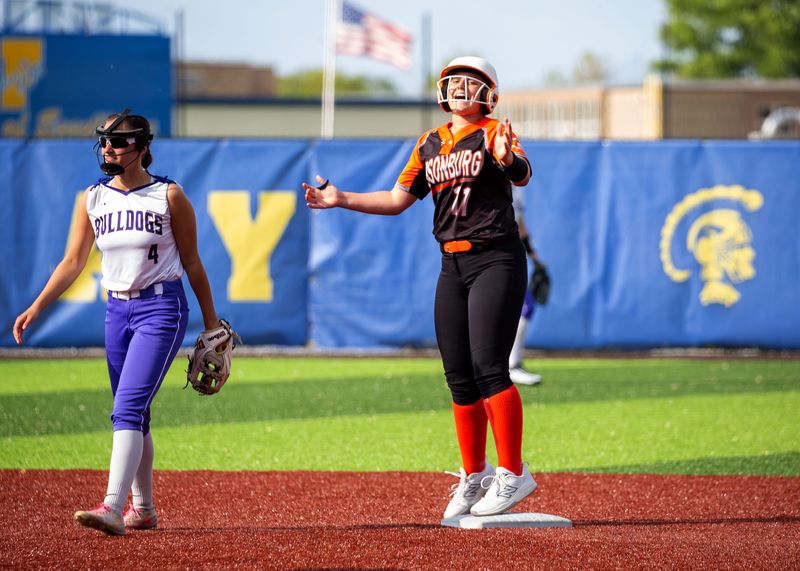 Gibsonburg's Ava Amor celebrates her stand-up double.
