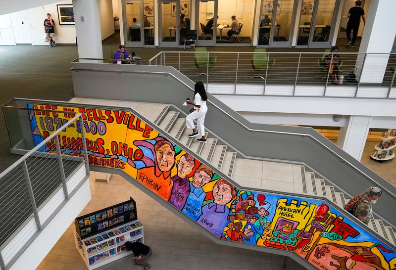 Patrons spend time at the Columbus Metropolitan Library system's Main Library on Wednesday, June 4, 2025, in downtown Columbus.