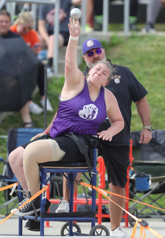 Jackson’s Abby LaPole set a state meet record with this throw in the seated shot put.