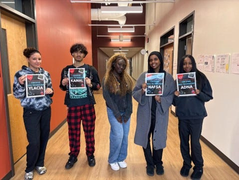 Five Licking Heights students — Ylacia Fana, Kamal Dulal, Adna Husen, Hafsa Said and Mariama Mboob — completed the necessary requirements for an Electrocardiogram (EKG) Technician credential. The students are also enrolled in the Certified Nursing Aide program at the high school and are the first Heights students to complete the EKG program.
